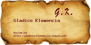 Gladics Klemencia névjegykártya